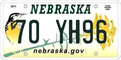 NE license plate 70YH96