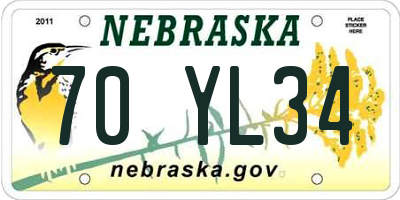 NE license plate 70YL34