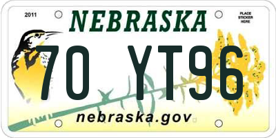 NE license plate 70YT96