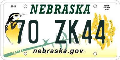 NE license plate 70ZK44