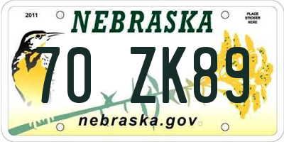 NE license plate 70ZK89
