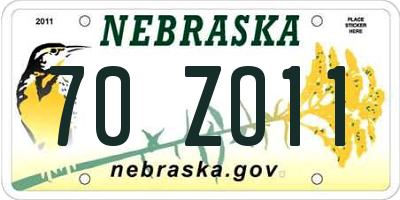 NE license plate 70ZO11