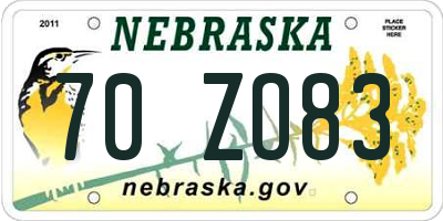 NE license plate 70ZO83
