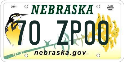 NE license plate 70ZP00