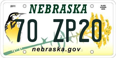 NE license plate 70ZP20