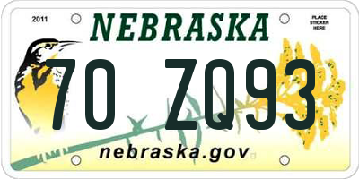 NE license plate 70ZQ93