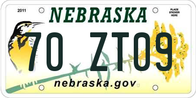 NE license plate 70ZT09