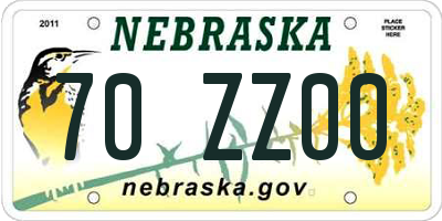 NE license plate 70ZZ00