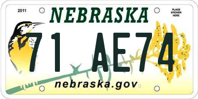 NE license plate 71AE74