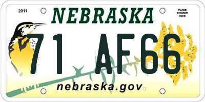 NE license plate 71AF66