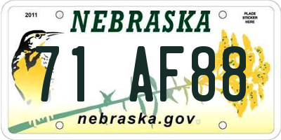 NE license plate 71AF88