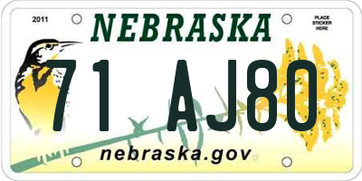 NE license plate 71AJ80