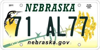 NE license plate 71AL77
