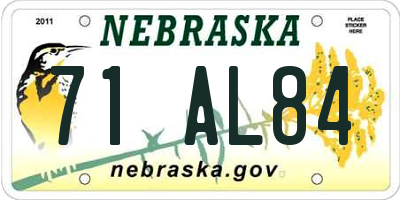 NE license plate 71AL84