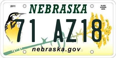 NE license plate 71AZ18