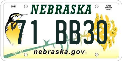 NE license plate 71BB30