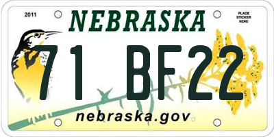NE license plate 71BF22
