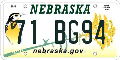 NE license plate 71BG94