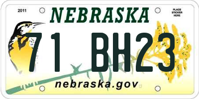 NE license plate 71BH23