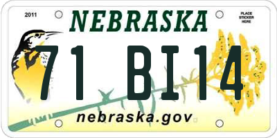 NE license plate 71BI14