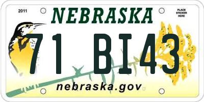 NE license plate 71BI43
