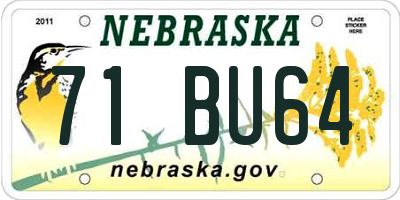 NE license plate 71BU64