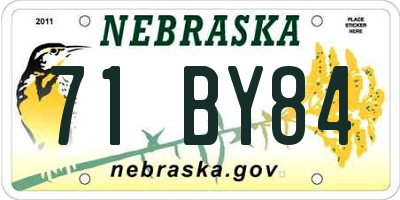 NE license plate 71BY84
