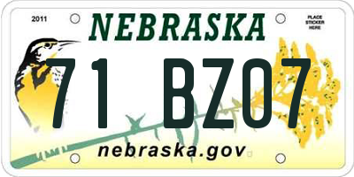 NE license plate 71BZ07