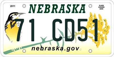 NE license plate 71CD51