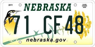 NE license plate 71CF48