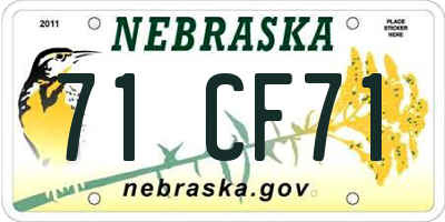 NE license plate 71CF71