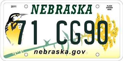 NE license plate 71CG90