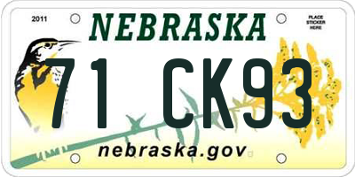 NE license plate 71CK93