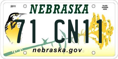 NE license plate 71CN11