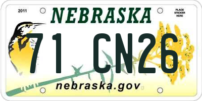 NE license plate 71CN26