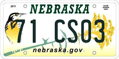 NE license plate 71CS03
