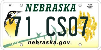 NE license plate 71CS07