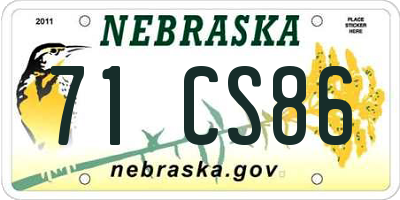 NE license plate 71CS86