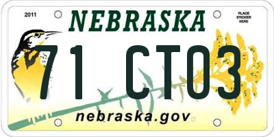 NE license plate 71CT03
