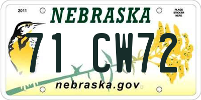 NE license plate 71CW72