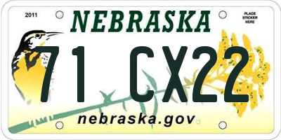 NE license plate 71CX22