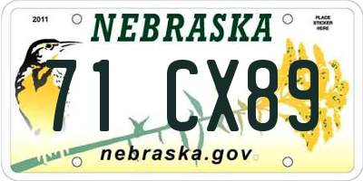 NE license plate 71CX89