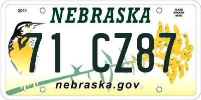 NE license plate 71CZ87
