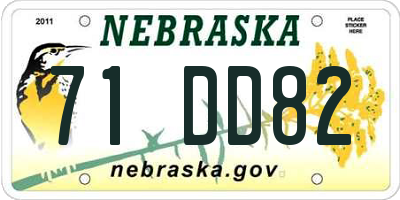 NE license plate 71DD82