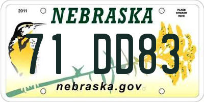 NE license plate 71DD83