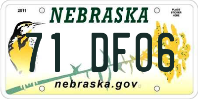 NE license plate 71DF06