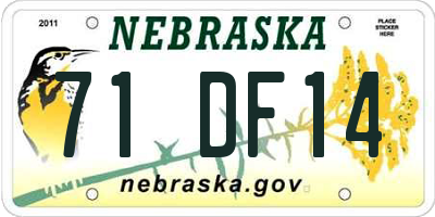 NE license plate 71DF14