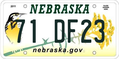 NE license plate 71DF23