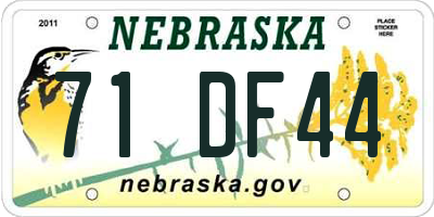 NE license plate 71DF44