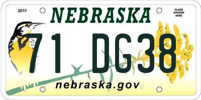 NE license plate 71DG38